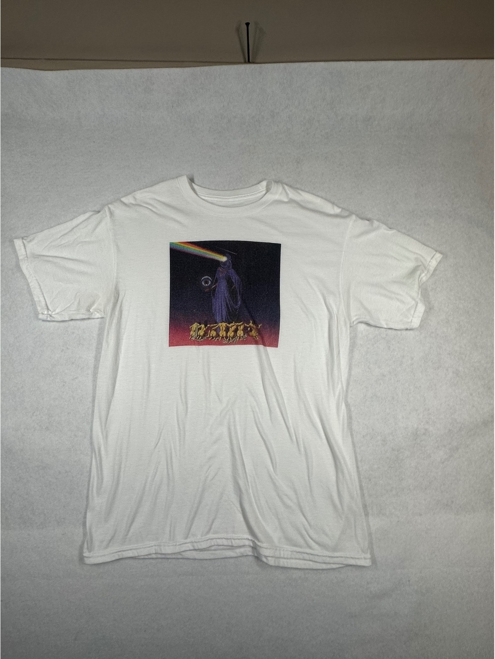 White Graphic T-Shirt with Colorful Abstract Design